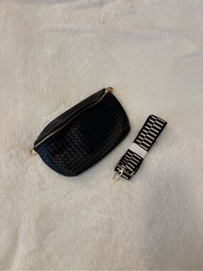 NWOT vegan leather black oversized belt bag // modern+chic Rory belt bag